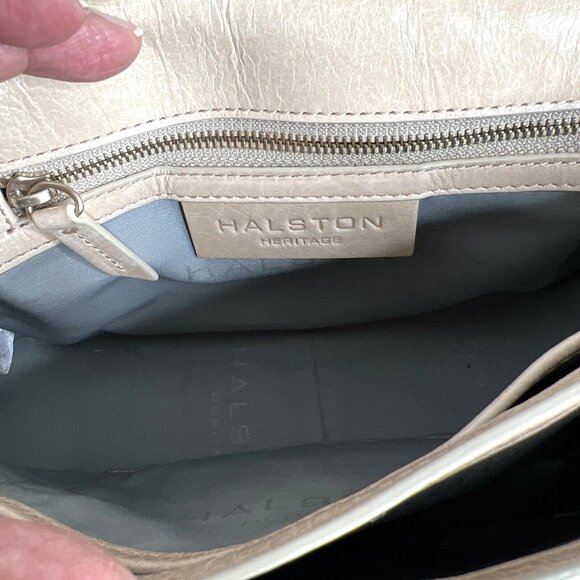 Halston Heritage Beige Leather Crossbody Bag - Picture 6 of 8
